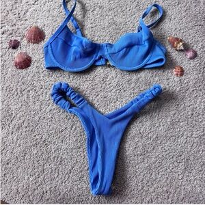 Kulani Kinis Blue Ribbed Bikini Set